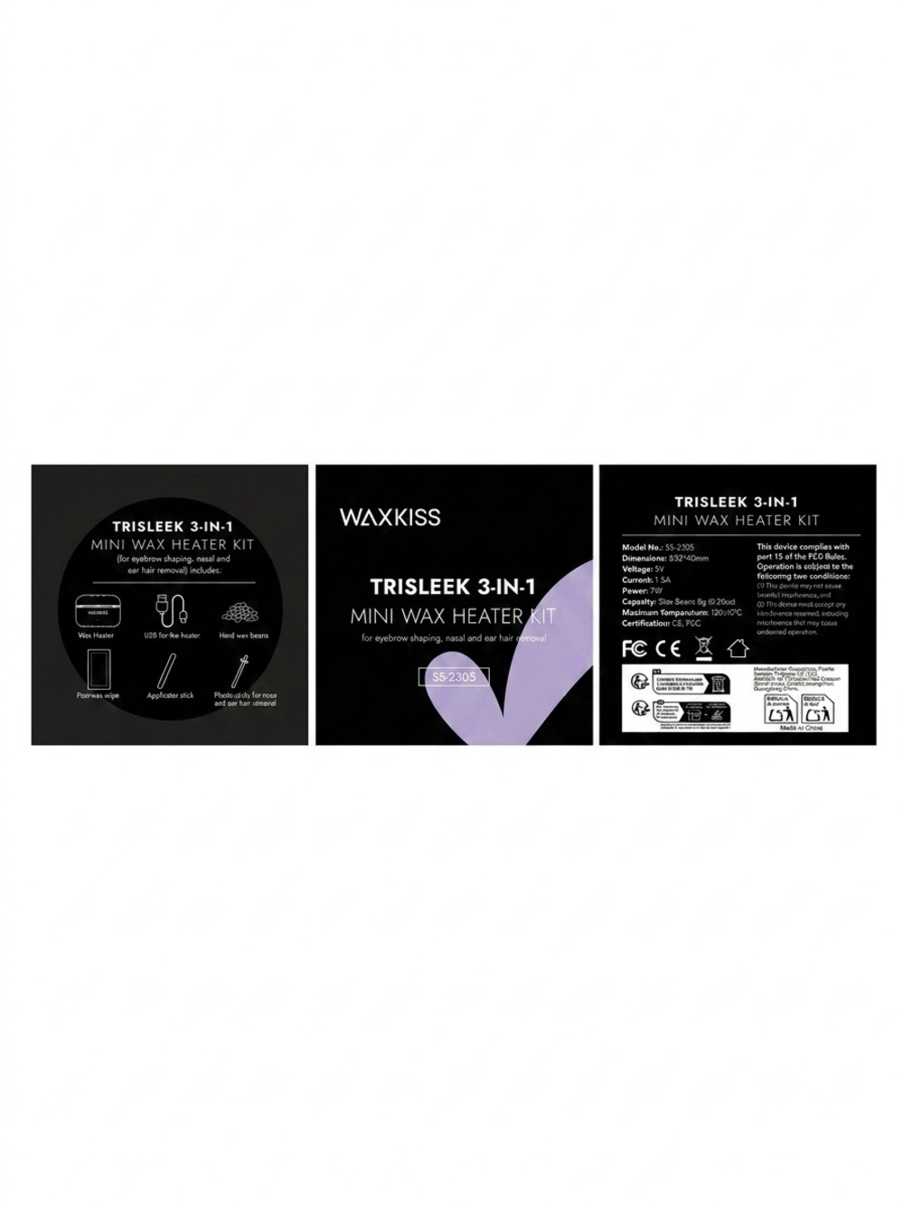 Kiss Trisleek 3-in-1 Wax Heater Kit - Black & Mint
